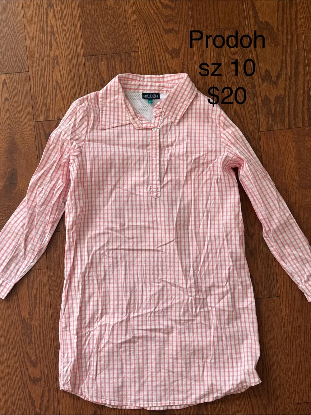 Prodoh Girls' Pink Plaid Swim Coverup Shirt